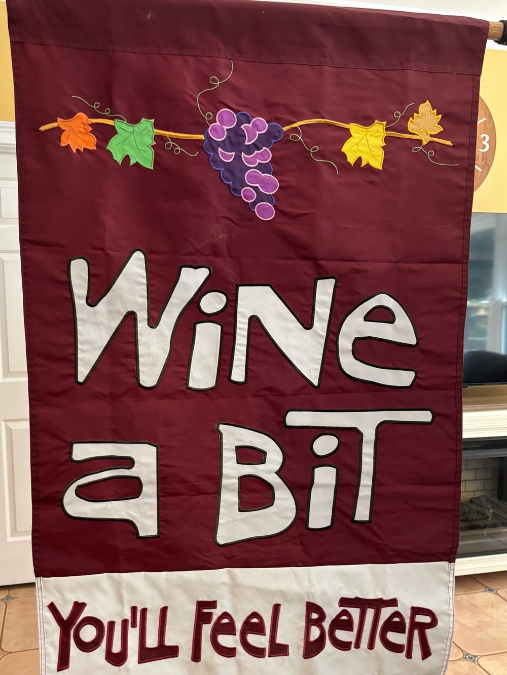 Wine a Bit You'll Feel Better Decorative Banner - Burgundy